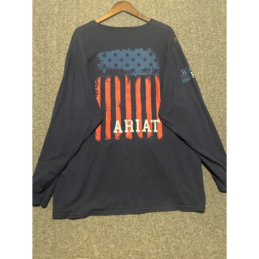 Ariat fr shirt long sleeve crewneck size 3XL usa flag workwear cotton